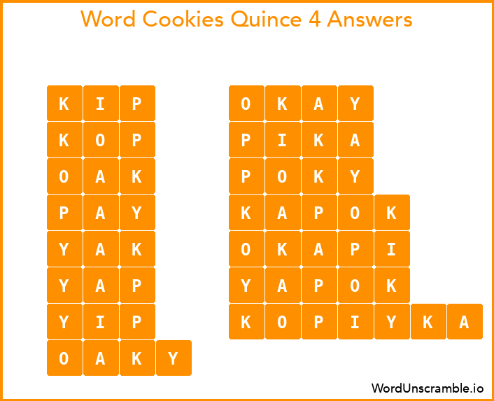 Word Cookies Quince 4 Answers