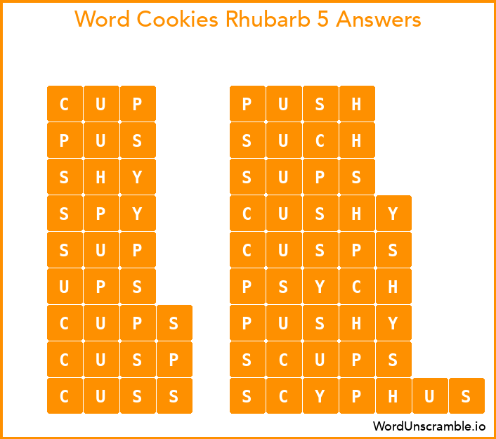 Word Cookies Rhubarb 5 Answers