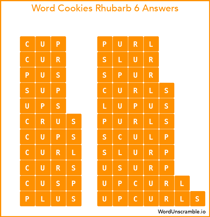 Word Cookies Rhubarb 6 Answers