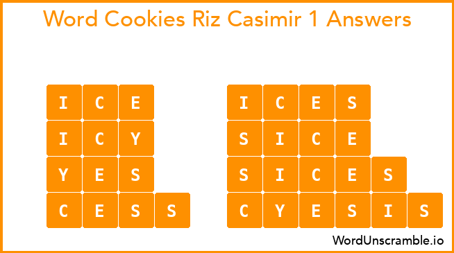Word Cookies Riz Casimir 1 Answers