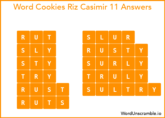 Word Cookies Riz Casimir 11 Answers