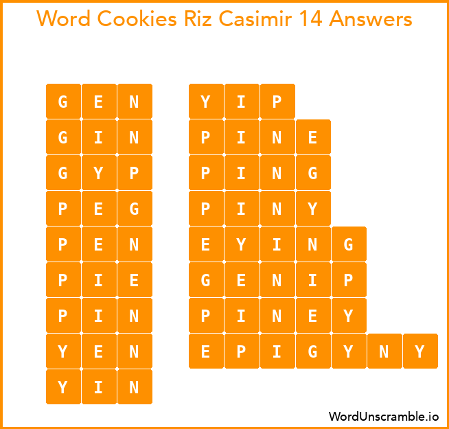 Word Cookies Riz Casimir 14 Answers