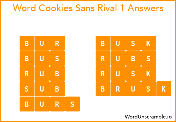 Word Cookies Sans Rival 1 Answers