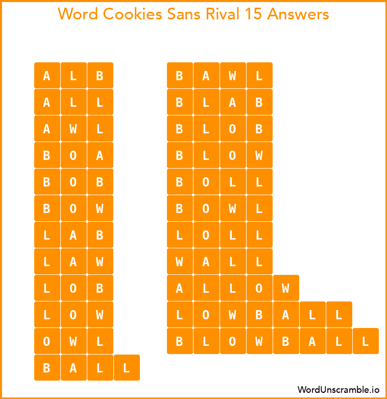 Word Cookies Sans Rival 15 Answers