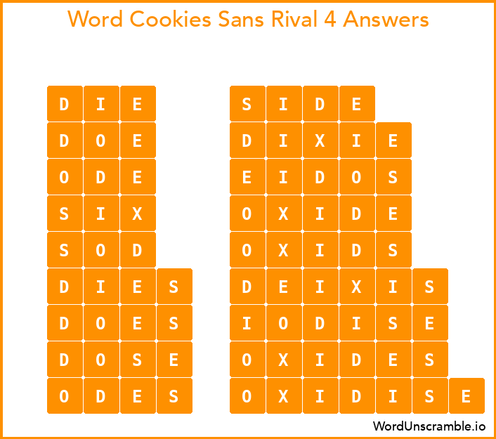 Word Cookies Sans Rival 4 Answers