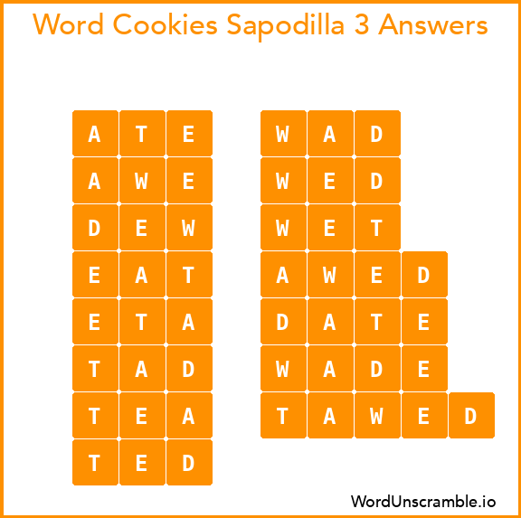 Word Cookies Sapodilla 3 Answers