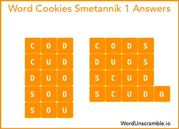 Word Cookies Smetannik 1 Answers