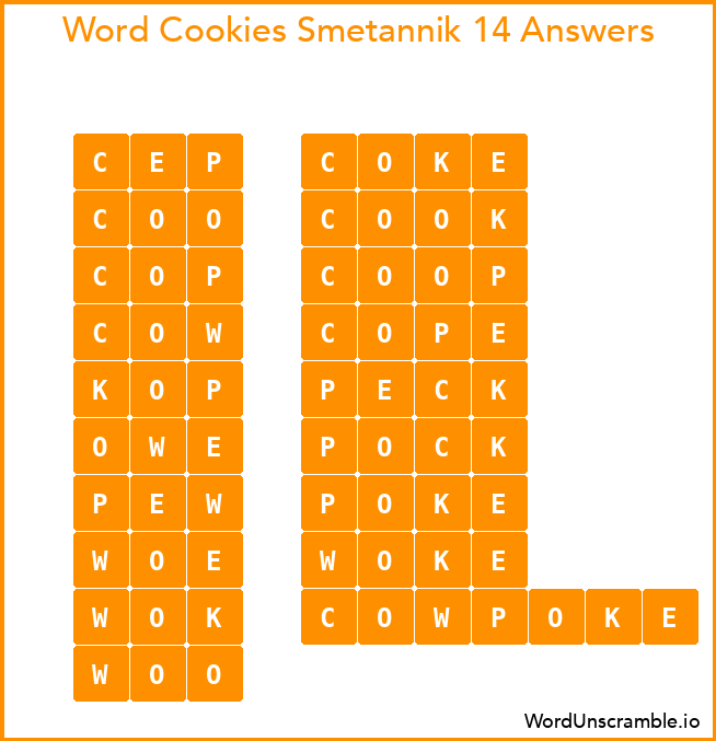 Word Cookies Smetannik 14 Answers