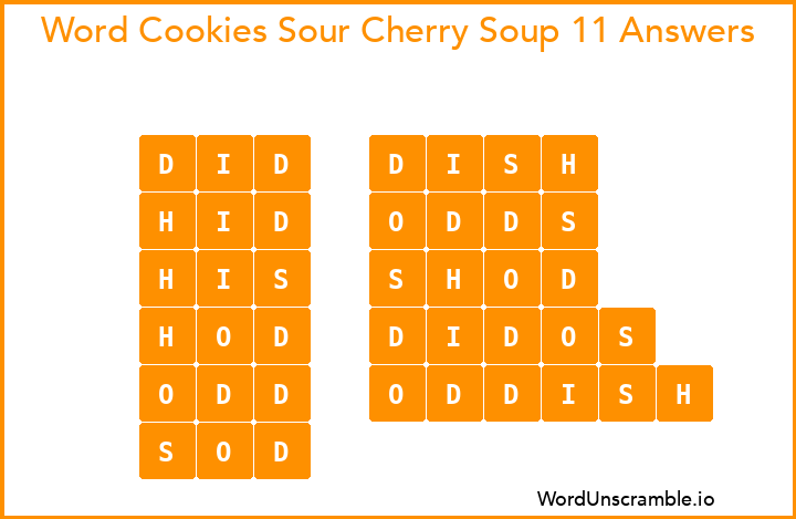 Word Cookies Sour Cherry Soup 11 Answers