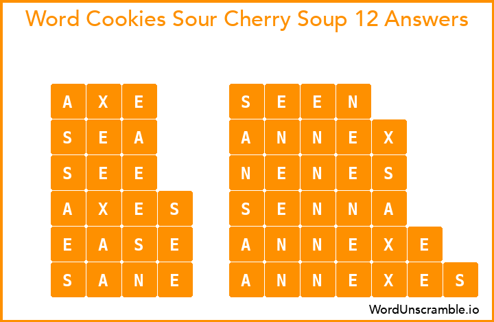 Word Cookies Sour Cherry Soup 12 Answers