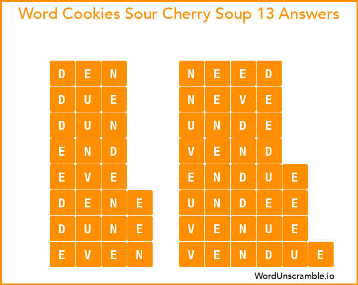 Word Cookies Sour Cherry Soup 13 Answers