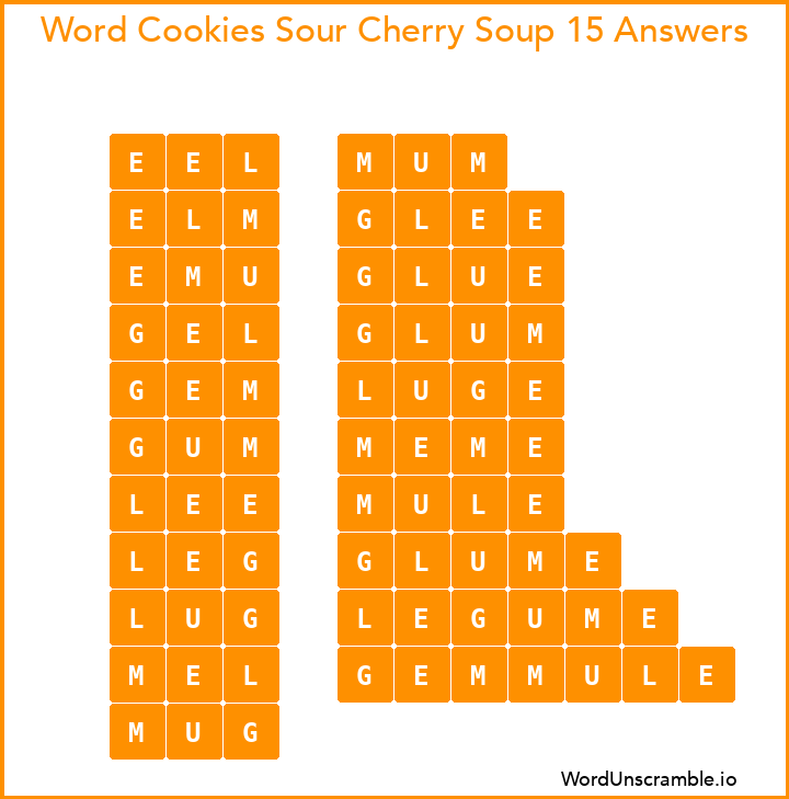 Word Cookies Sour Cherry Soup 15 Answers