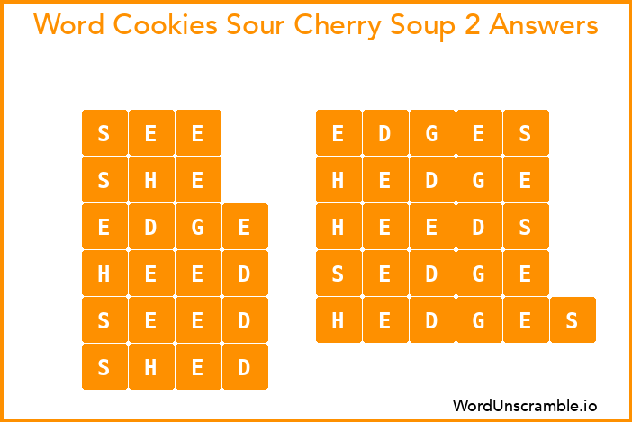 Word Cookies Sour Cherry Soup 2 Answers