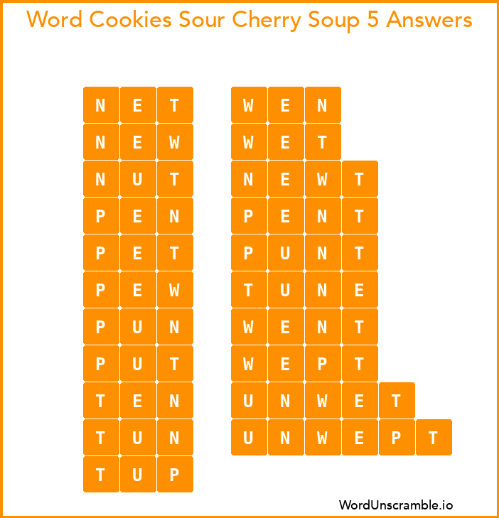 Word Cookies Sour Cherry Soup 5 Answers
