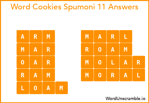 Word Cookies Spumoni 11 Answers