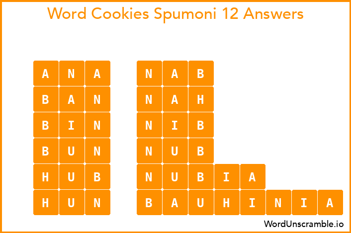 Word Cookies Spumoni 12 Answers
