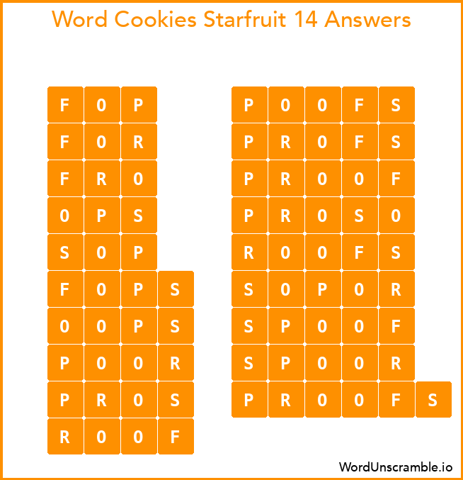 Word Cookies Starfruit 14 Answers