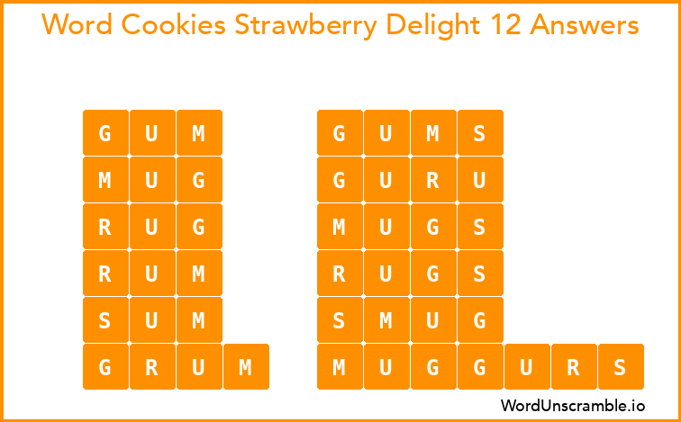 Word Cookies Strawberry Delight 12 Answers