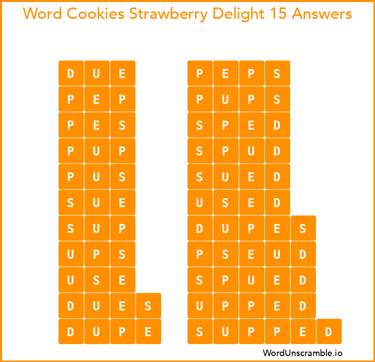Word Cookies Strawberry Delight 15 Answers