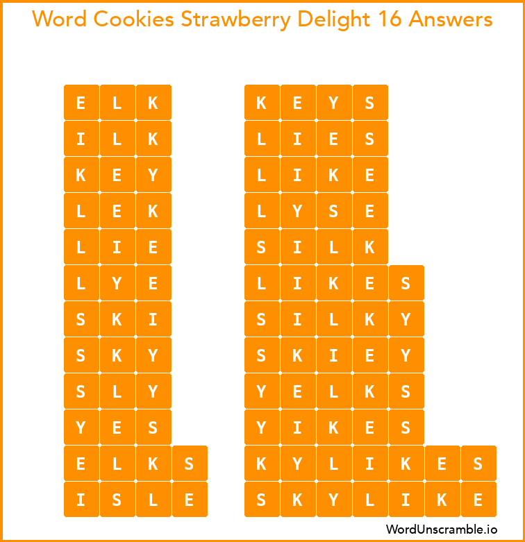 Word Cookies Strawberry Delight 16 Answers