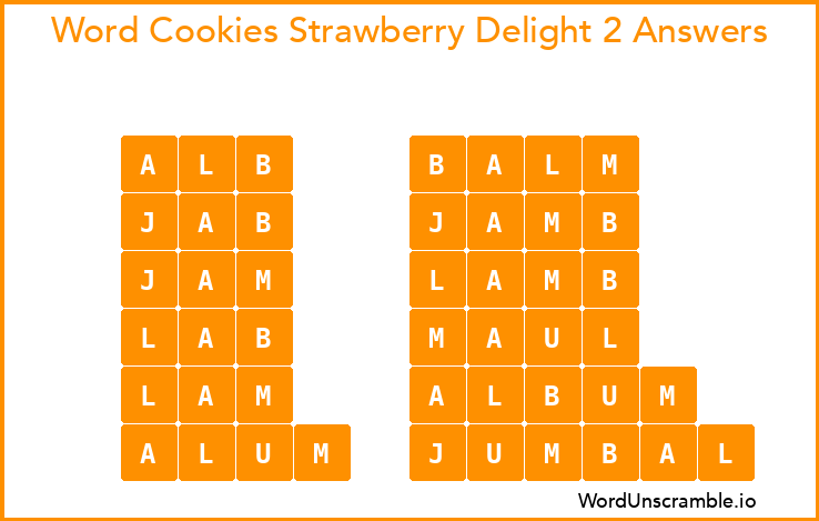 Word Cookies Strawberry Delight 2 Answers
