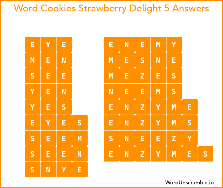 Word Cookies Strawberry Delight 5 Answers