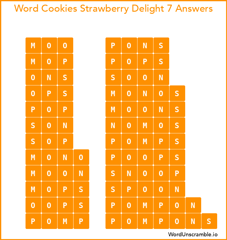 Word Cookies Strawberry Delight 7 Answers