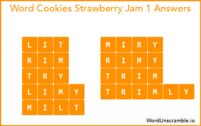 Word Cookies Strawberry Jam 1 Answers