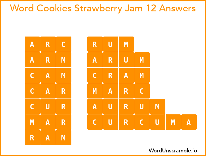 Word Cookies Strawberry Jam 12 Answers
