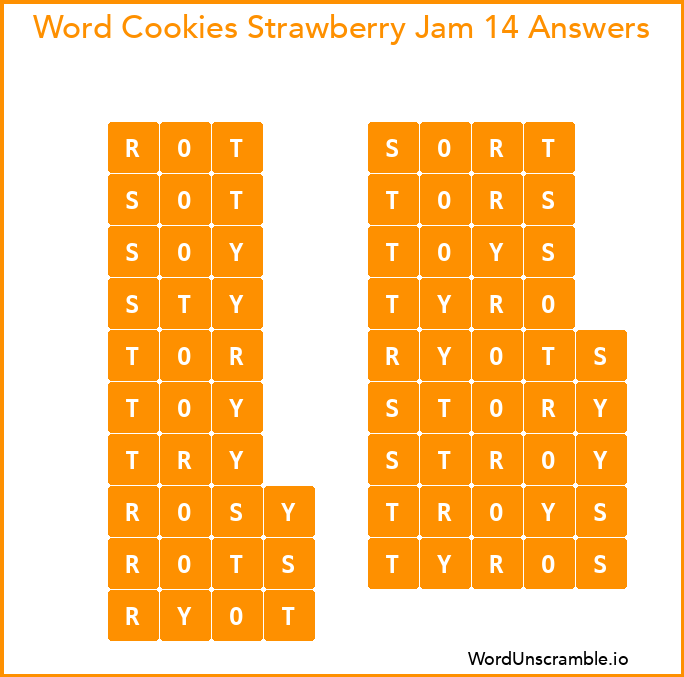 Word Cookies Strawberry Jam 14 Answers