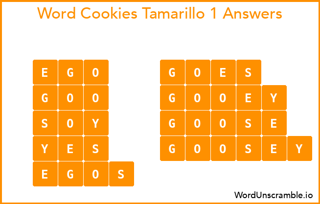 Word Cookies Tamarillo 1 Answers