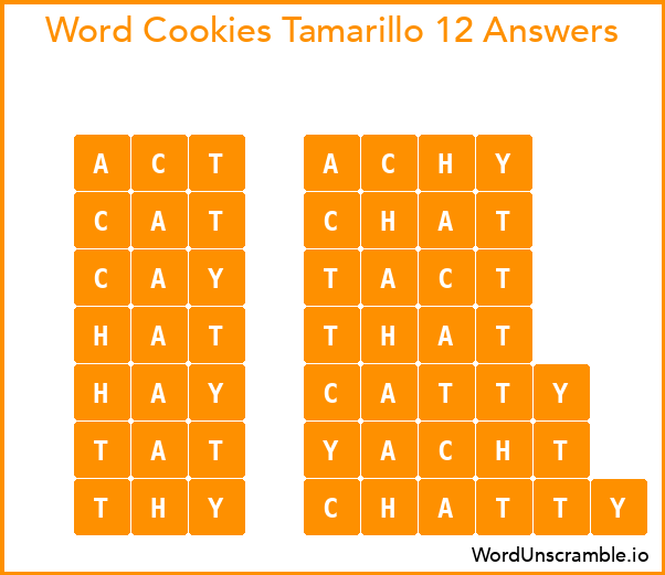 Word Cookies Tamarillo 12 Answers