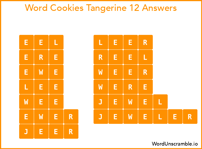 Word Cookies Tangerine 12 Answers
