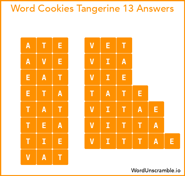 Word Cookies Tangerine 13 Answers