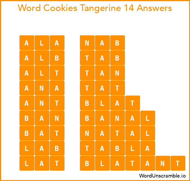 Word Cookies Tangerine 14 Answers