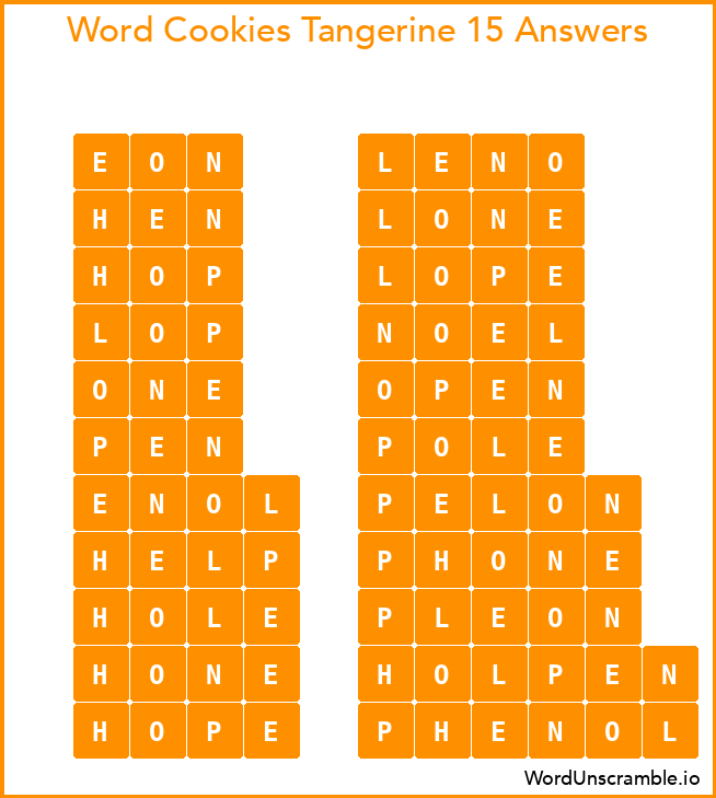 Word Cookies Tangerine 15 Answers