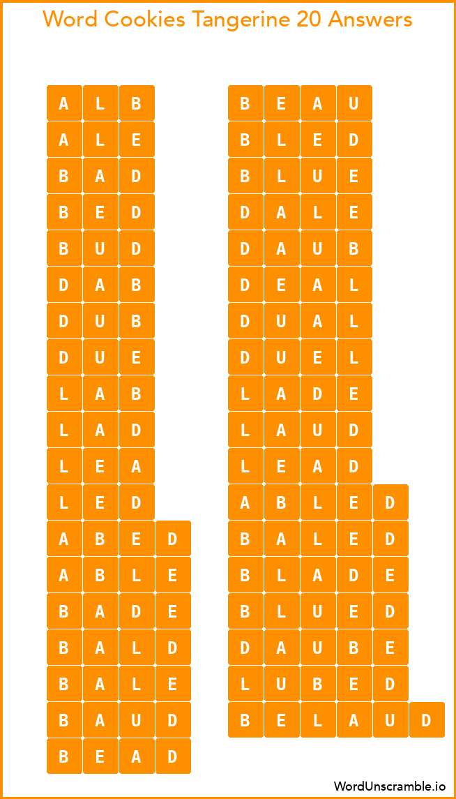 Word Cookies Tangerine 20 Answers