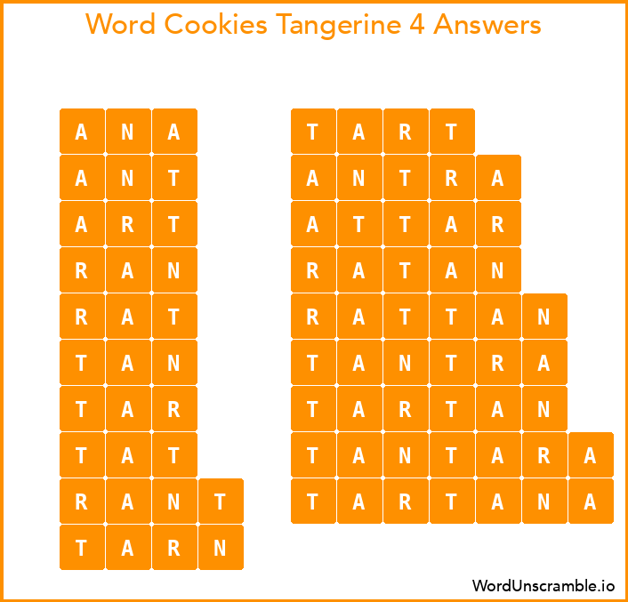 Word Cookies Tangerine 4 Answers
