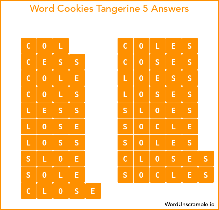 Word Cookies Tangerine 5 Answers