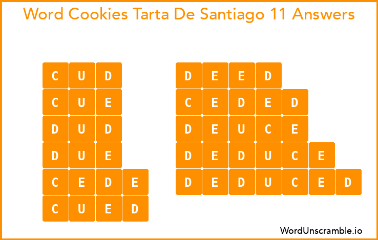 Word Cookies Tarta De Santiago 11 Answers