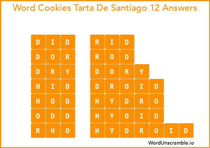 Word Cookies Tarta De Santiago 12 Answers