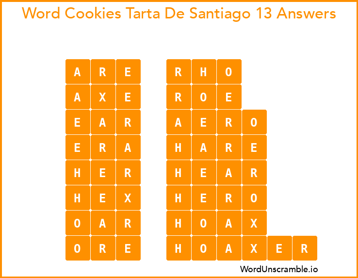 Word Cookies Tarta De Santiago 13 Answers
