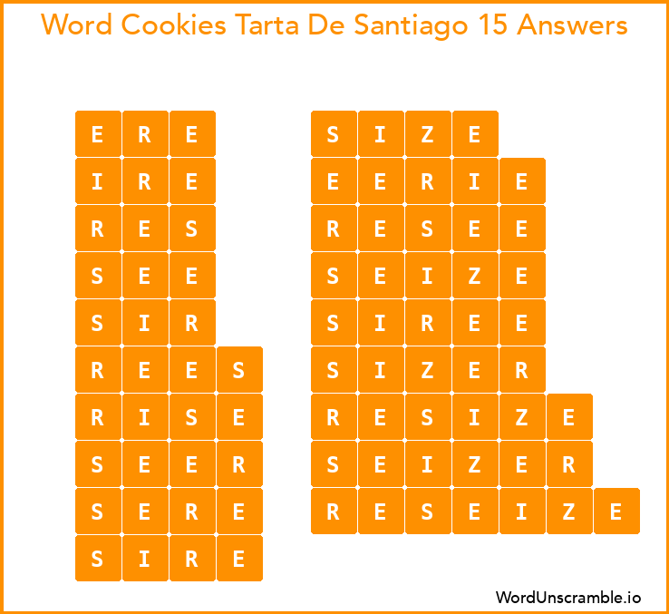 Word Cookies Tarta De Santiago 15 Answers