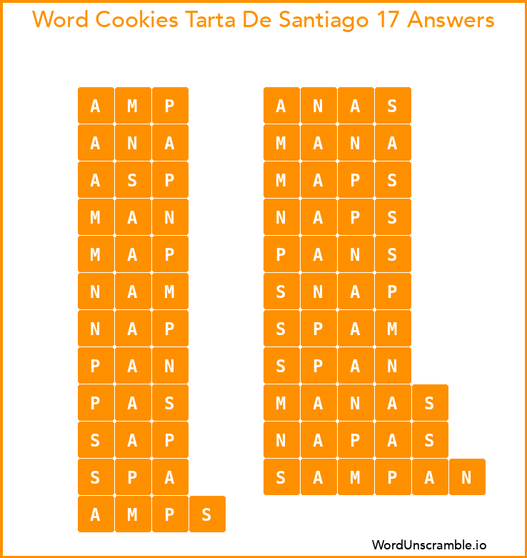 Word Cookies Tarta De Santiago 17 Answers