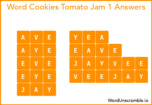 Word Cookies Tomato Jam 1 Answers