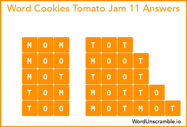 Word Cookies Tomato Jam 11 Answers