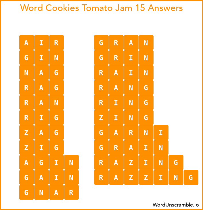 Word Cookies Tomato Jam 15 Answers