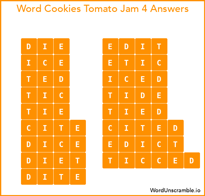 Word Cookies Tomato Jam 4 Answers