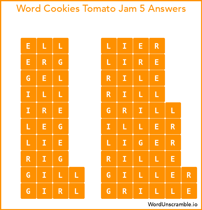 Word Cookies Tomato Jam 5 Answers