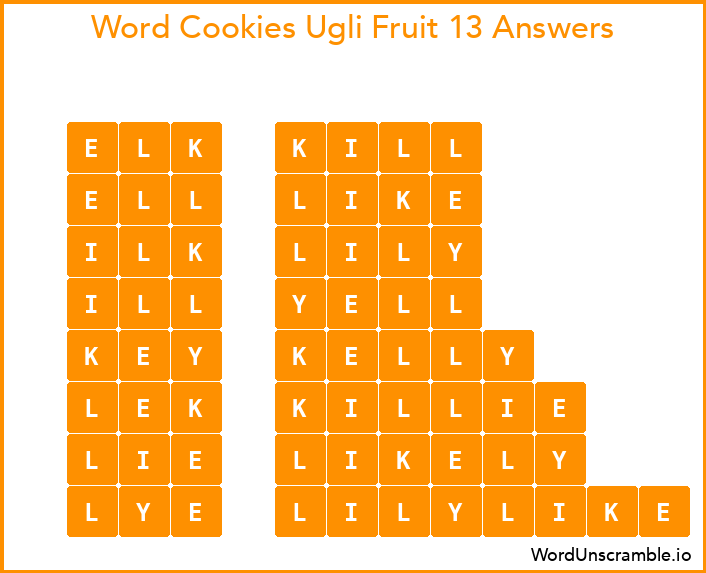 Word Cookies Ugli Fruit 13 Answers